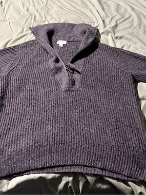 Market & Spruce Men's Ribbed Shawl-Collar Pullover - Heather Grey